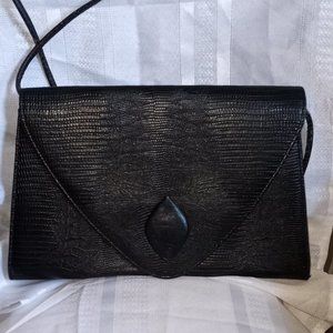 Vintage 80s Envelope Style Handbag Faux Lizard Print